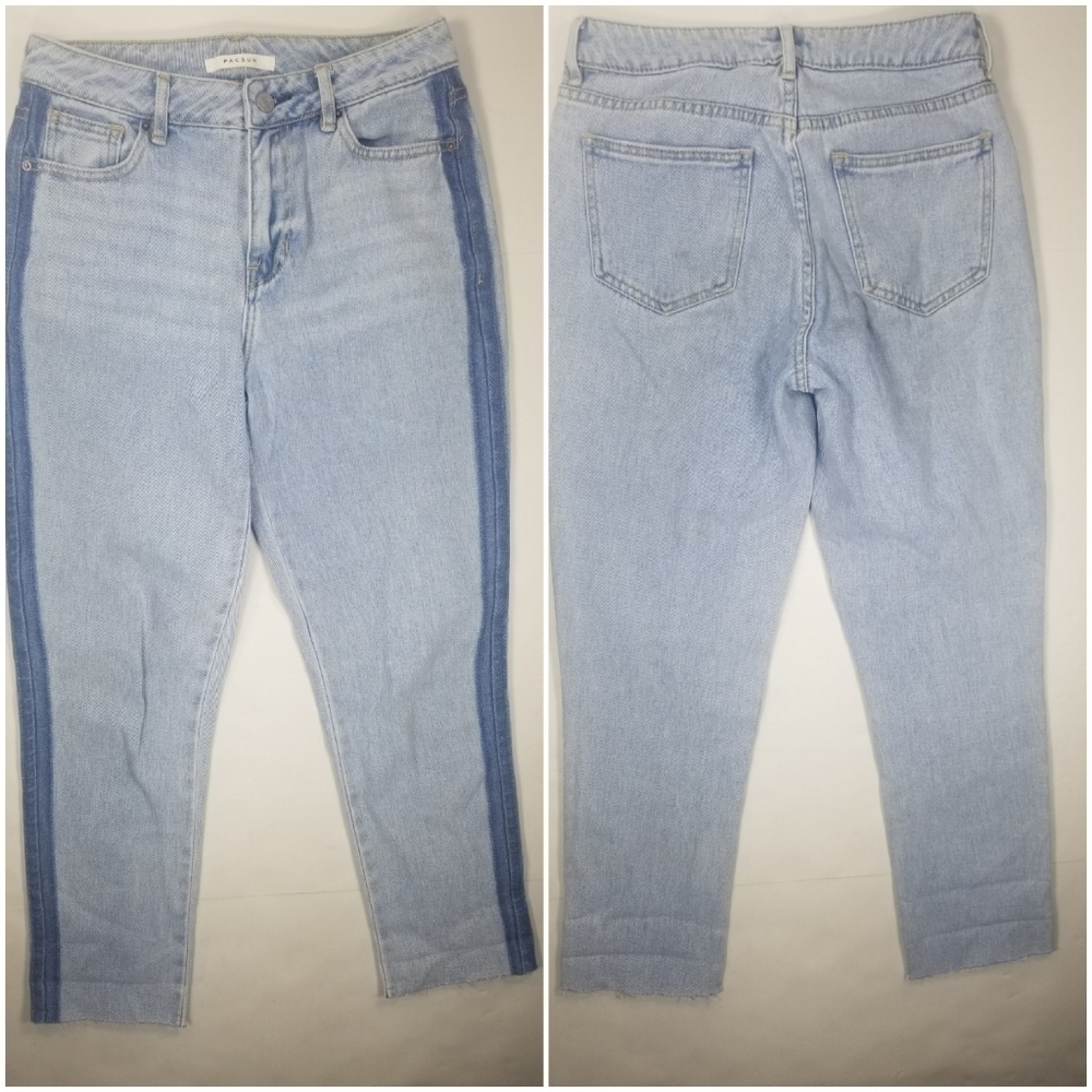 Pacsun Sz 25 Mom Jeans High Rise 2 Tone Blue